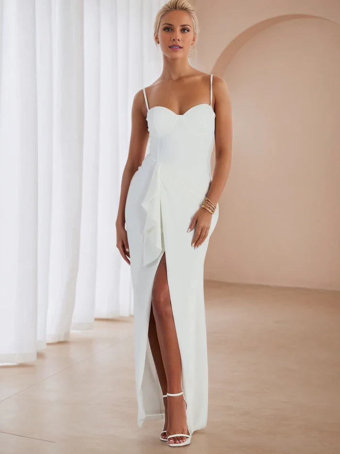 Elegant Mermaid Sweetheart Neck Spaghetti Strap Open Back Long Length Prom Dresses