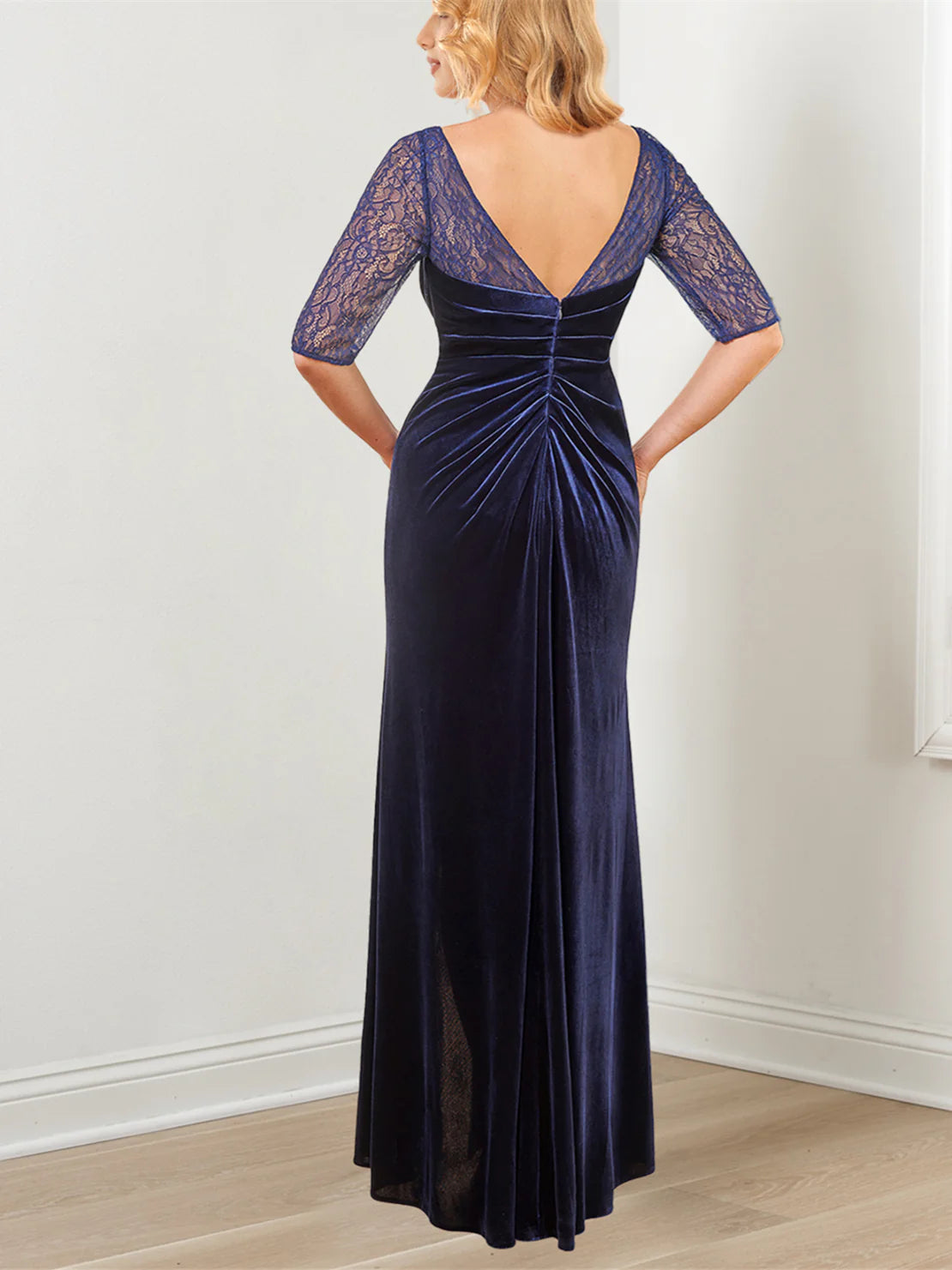 Elegant Mermaid Sweetheart Neck Three - Quarter Sleeve Zipper Back Floor - Length Mother of the Bride Dresses