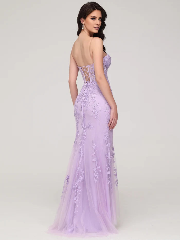 Elegant Mermaid Sweetheart Sleeveless Lace - Up Back Long Length Prom Dresses
