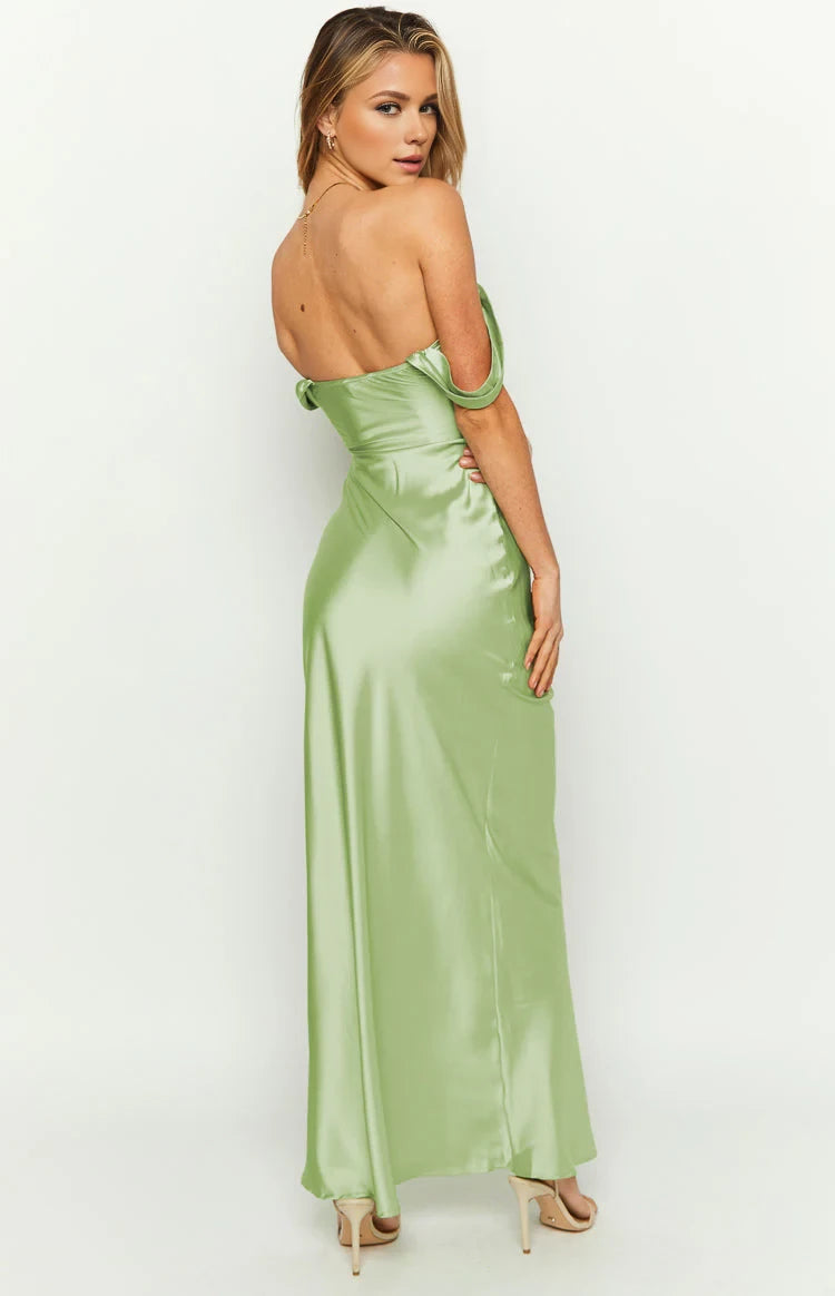 Elegant Sheath Off - Shoulder Open Back Floor Length Prom Dresses