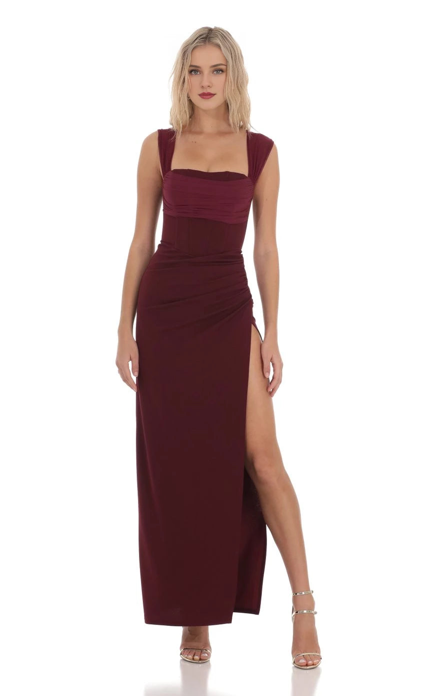 Elegant Sheath Square Neck Sleeveless Open Back Floor Length Prom Dresses