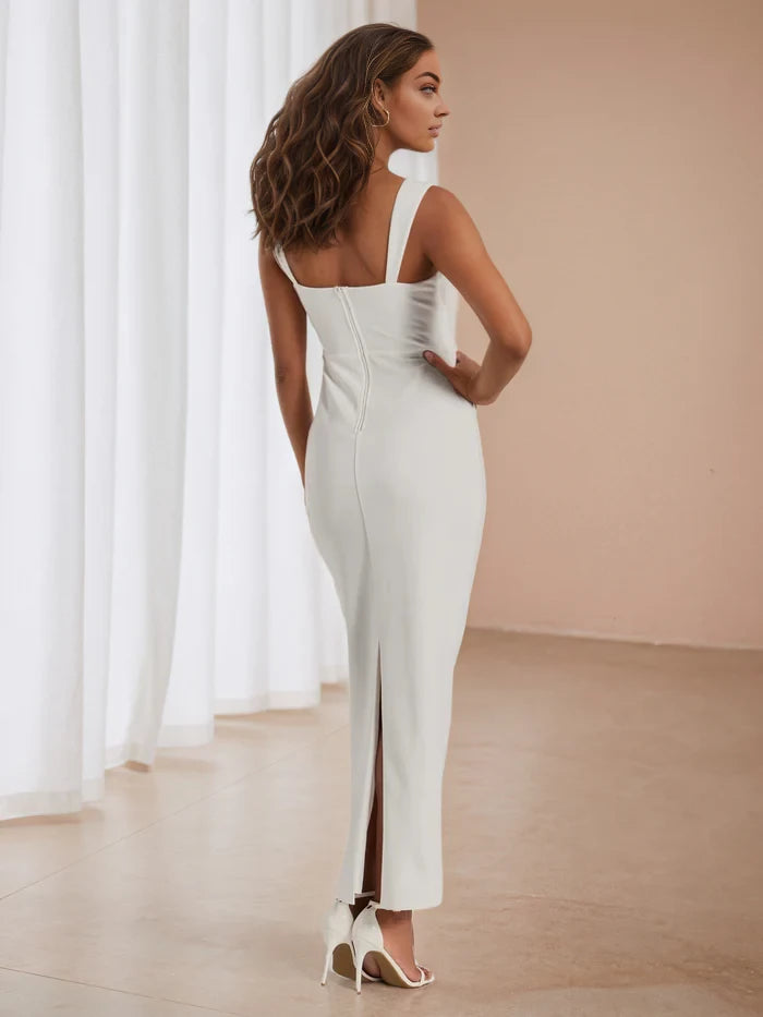 Elegant Sheath Square Neck Sleeveless Zipper Back Long Length Prom Dresses