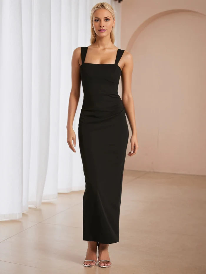 Elegant Sheath Square Neck Sleeveless Zipper Back Long Length Prom Dresses