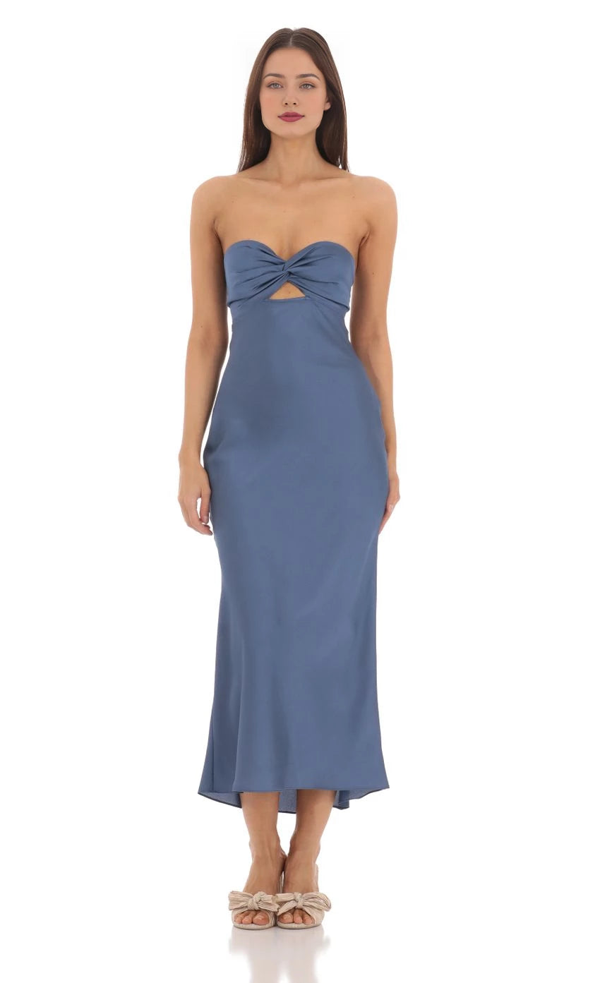 Elegant Sheath Strapless Bow-Back Midi-Length Prom Dresses