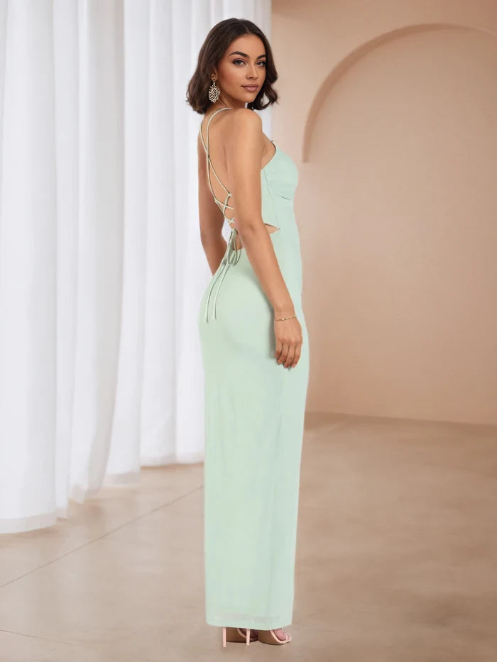 Elegant Sheath Sweetheart Neck Sleeveless Lace - Up Back Floor Length Prom Dresses