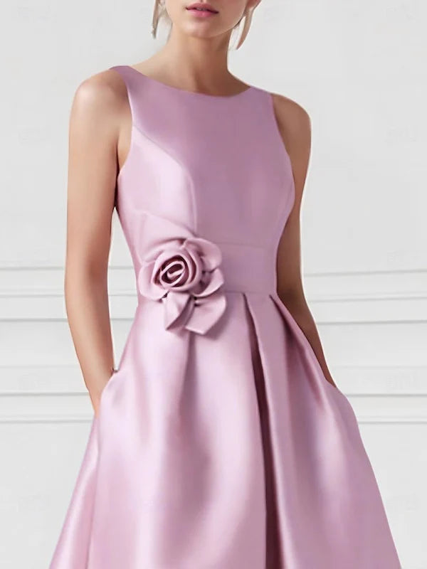 Elegant A-Line/Princess Boat Neck Sleeveless Floor-Length Prom Dresses
