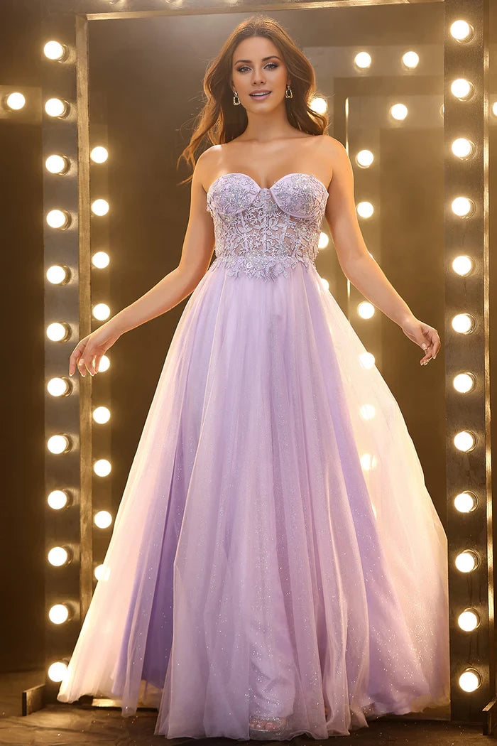 Elegant A-Line/Princess Strapless Sleeveless Back Zip Floor-Length Prom Dress