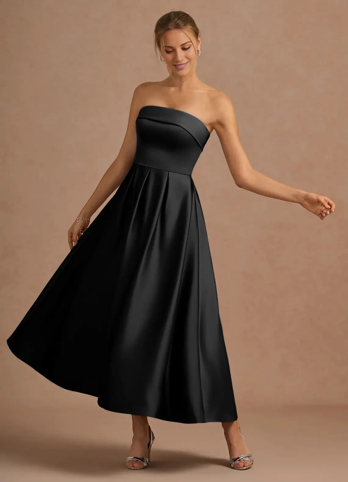 Elegant A-Line Strapless Corset Ankle-Length evening dress