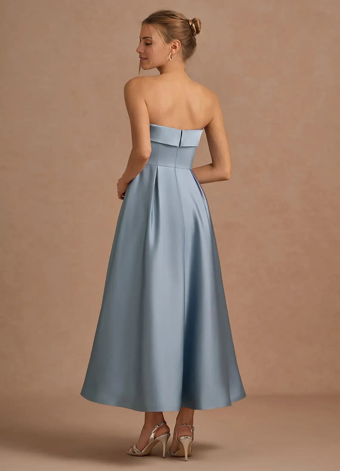 Elegant A-Line Strapless Corset Ankle-Length evening dress