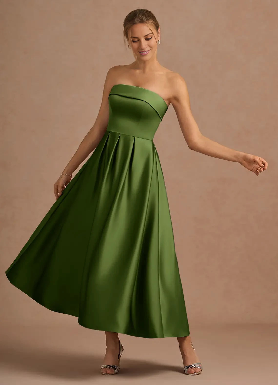 Elegant A-Line Strapless Corset Ankle-Length evening dress