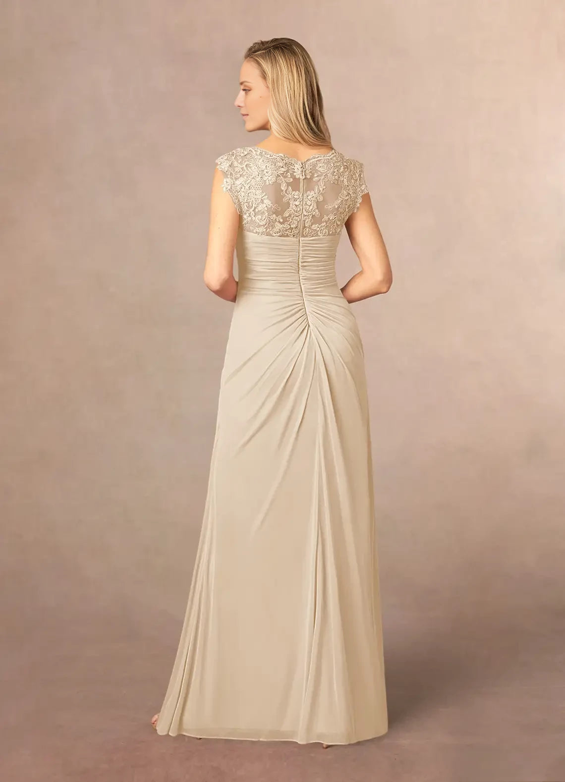 Elegant Column V Neck Sleeveless Back Zip Floor-Length Mother of the Bride Dress