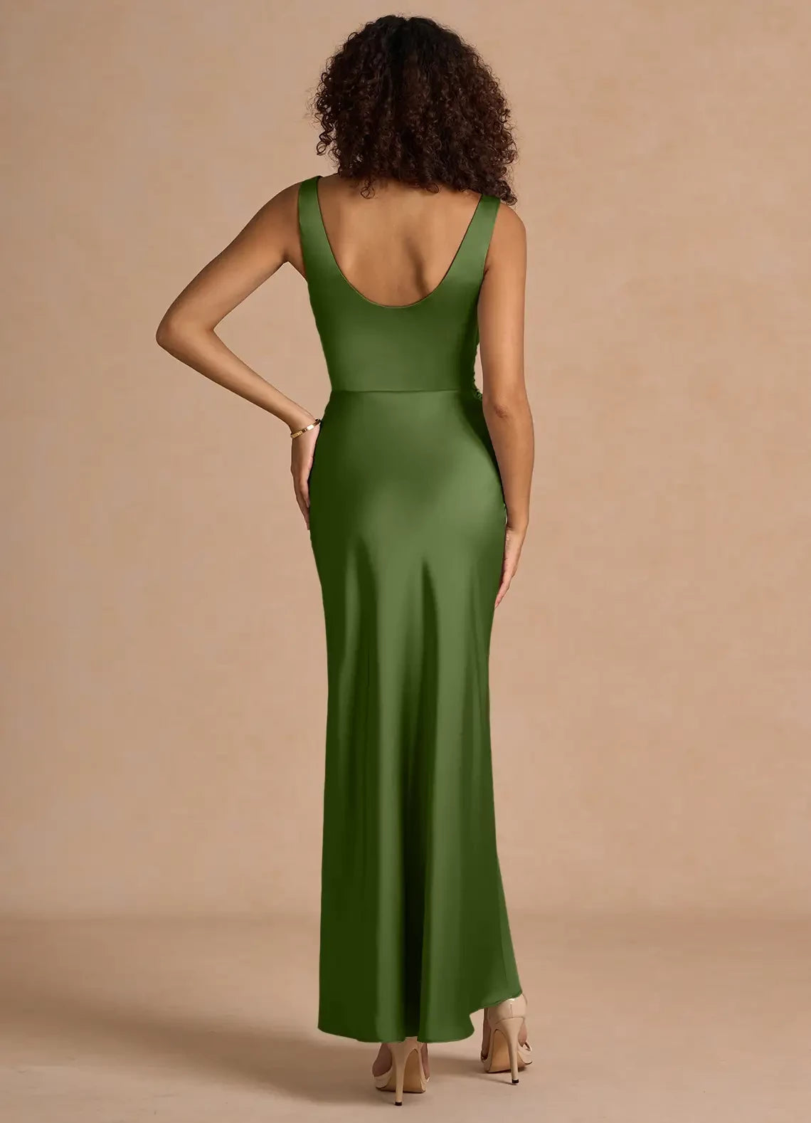 Elegant Cowl Neck Sleeveless Backless Ankle-Length Side Slit evening dress