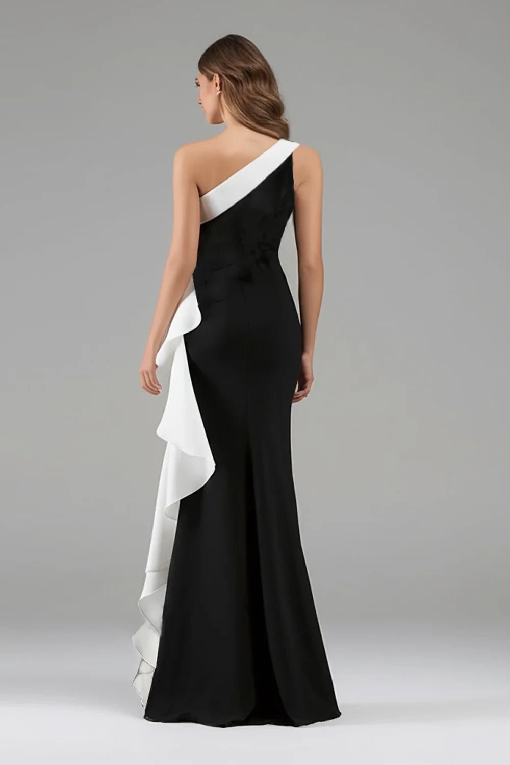 Elegant Mermaid One Shoulder Sleeveless Backless Floor-Length Evening dress for female guests