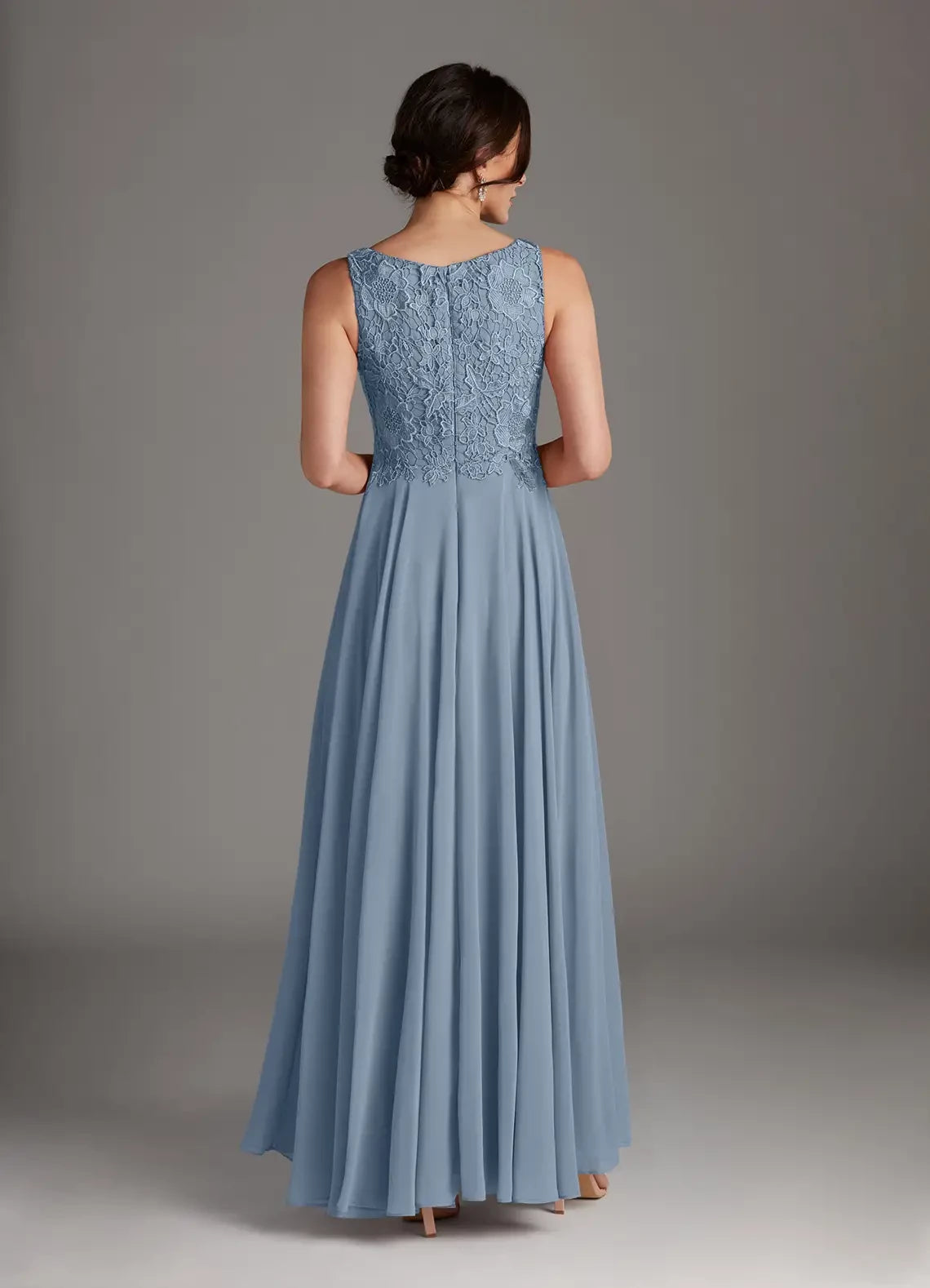 Elegant Two Piece Scoop Neck Back Zip Floor-Length Mother of the Bride Dress