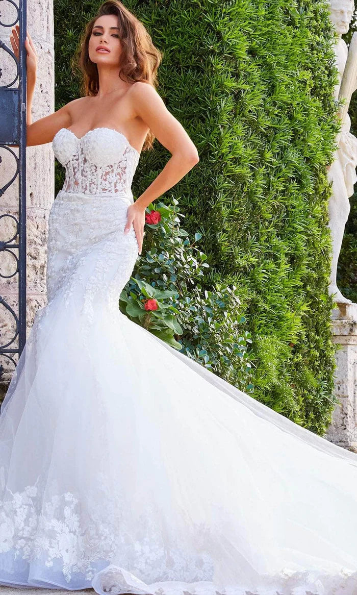 Embroidered Corset Mopping The Floor Bridal Gown Wedding Dress