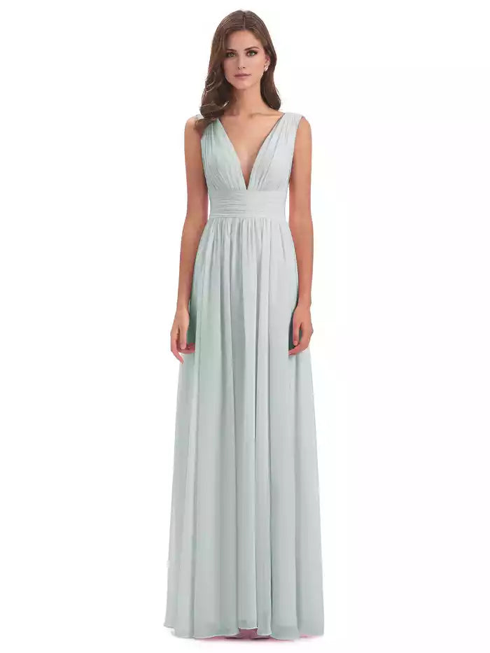 Emma Floor Length V Neck Split Chiffon Bridesmaid Dresses