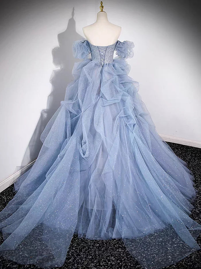 Enchanting Ball Gown Off - Shoulder Puff Sleeve Lace - Up Back Long Length Quinceanera Dresses
