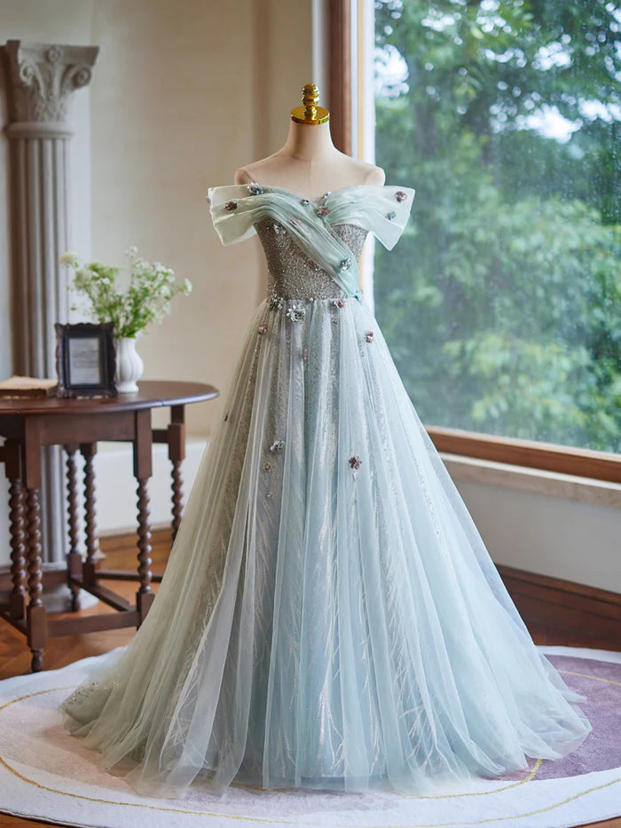 Enchanting Ball Gown Off - Shoulder Puff Sleeve Lace - Up Back Long Length Quinceanera Dresses