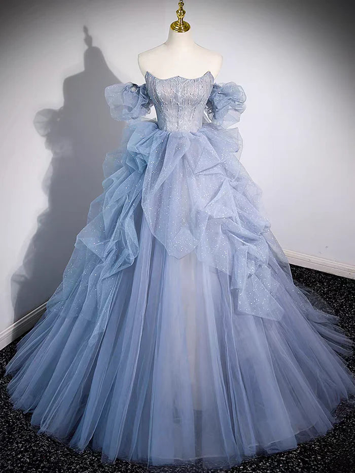 Enchanting Ball Gown Off - Shoulder Puff Sleeve Lace - Up Back Long Length Quinceanera Dresses