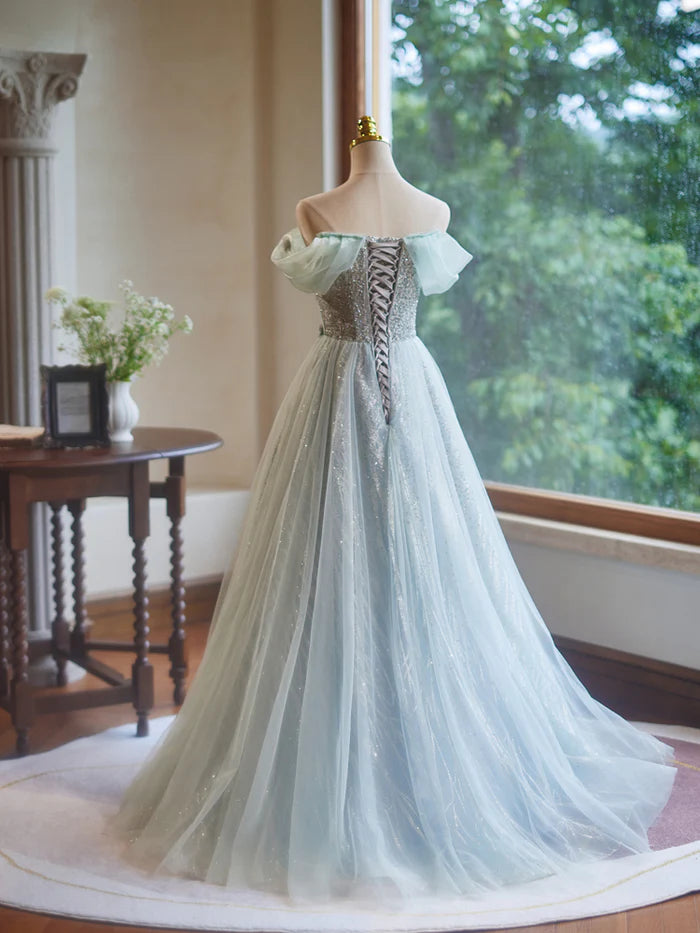 Enchanting Ball Gown Off - Shoulder Puff Sleeve Lace - Up Back Long Length Quinceanera Dresses
