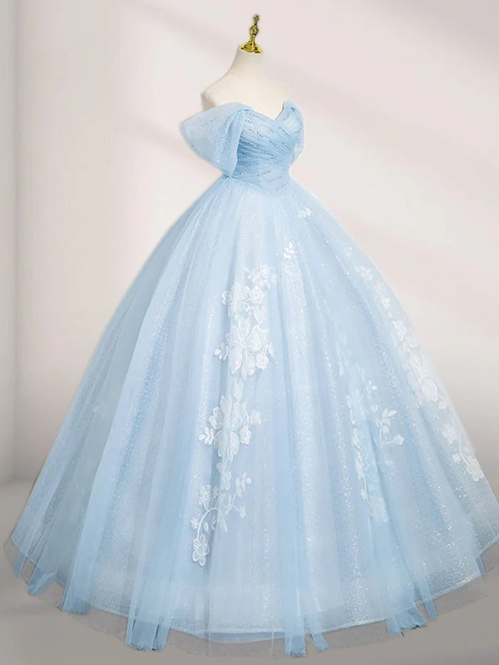 Enchanting Ball Gown Off - Shoulder Short Sleeve Lace - Up Back Long Length Quinceanera Dresses