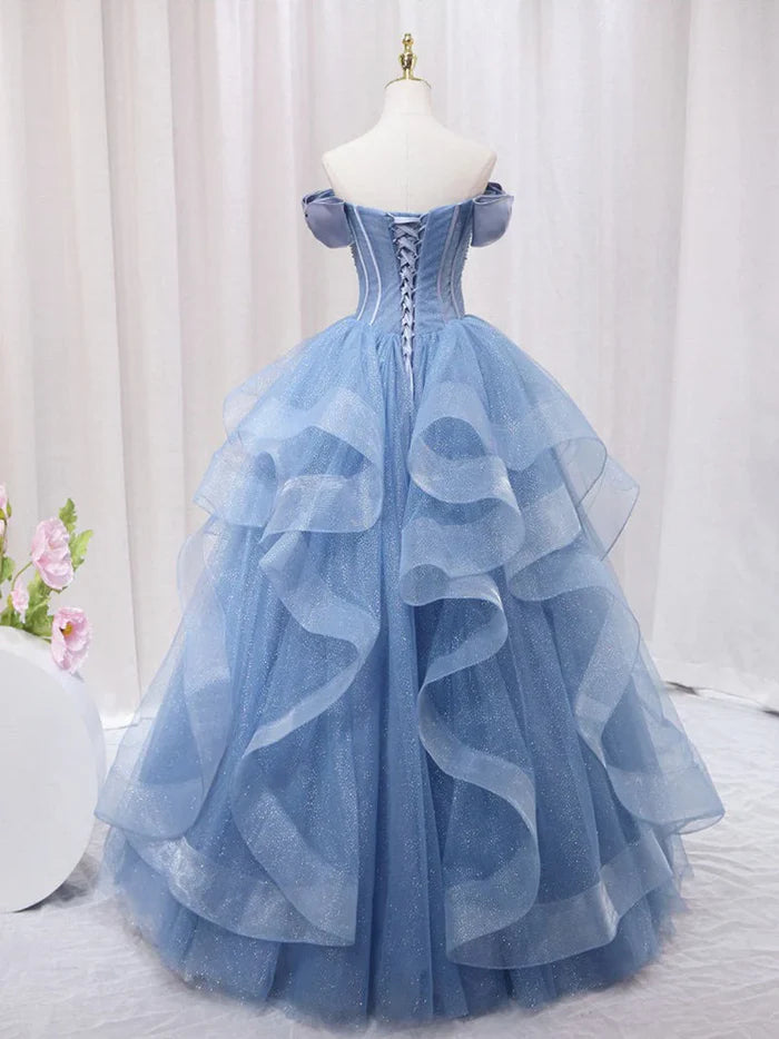 Enchanting Ball Gown Off - Shoulder Short Sleeve Lace - Up Back Long Length Quinceanera Dresses
