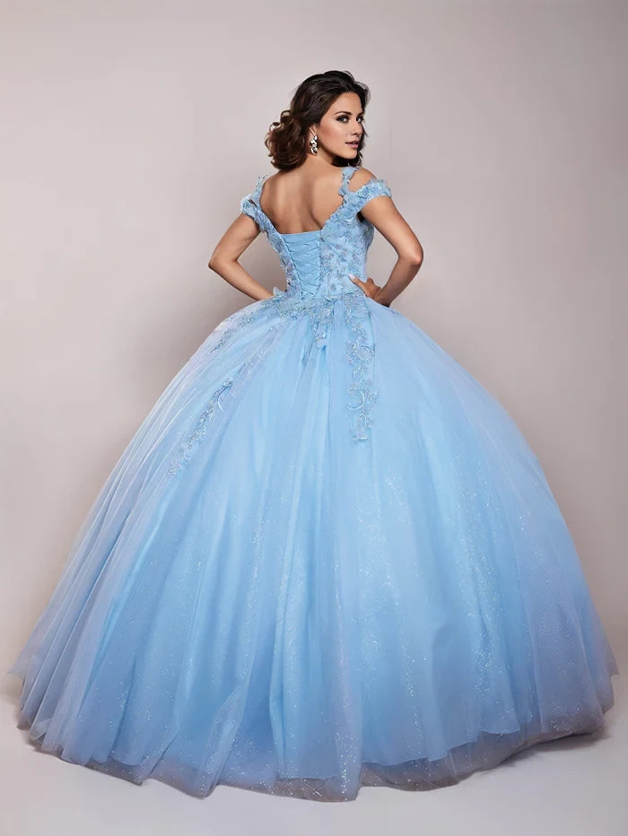 Enchanting Ball Gown Off - Shoulder Short Sleeve Lace - Up Back Long Length Quinceanera Dresses