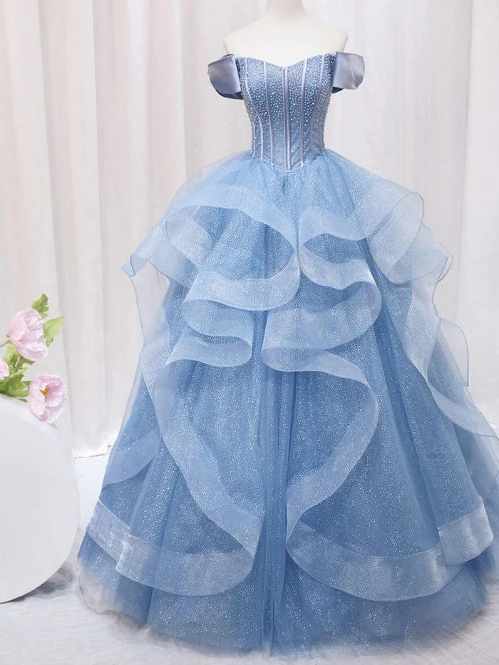 Enchanting Ball Gown Off - Shoulder Short Sleeve Lace - Up Back Long Length Quinceanera Dresses