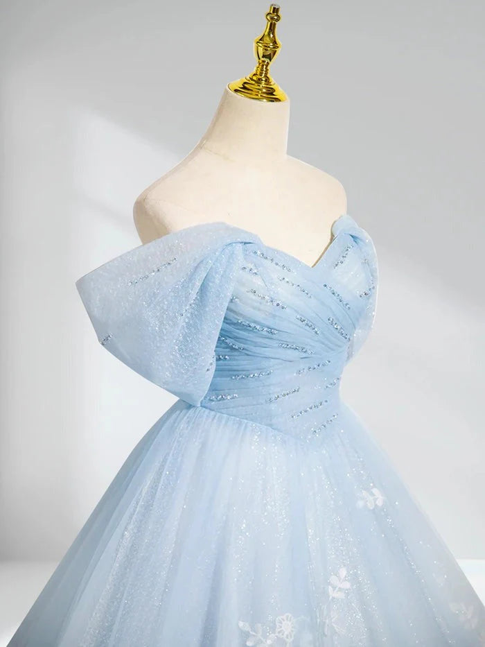 Enchanting Ball Gown Off - Shoulder Short Sleeve Lace - Up Back Long Length Quinceanera Dresses