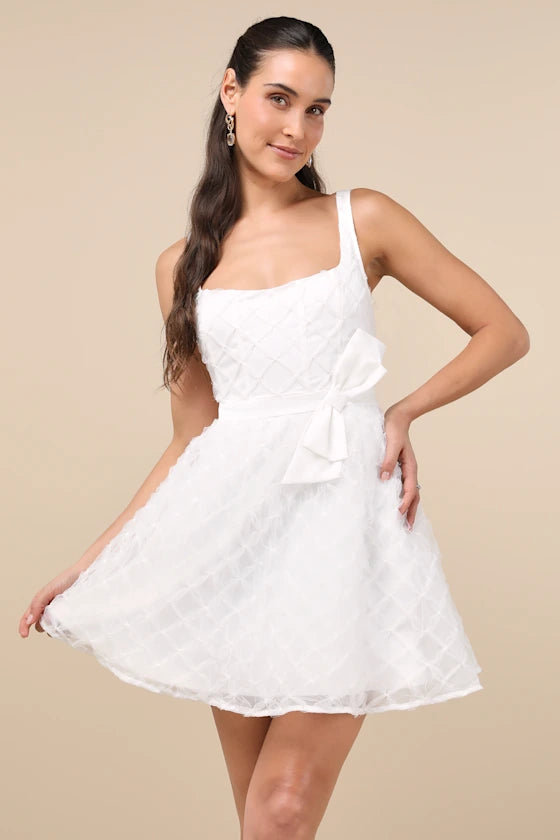 Eowyn Tulle Bow Skater Mini Dress Homecoming Dresses