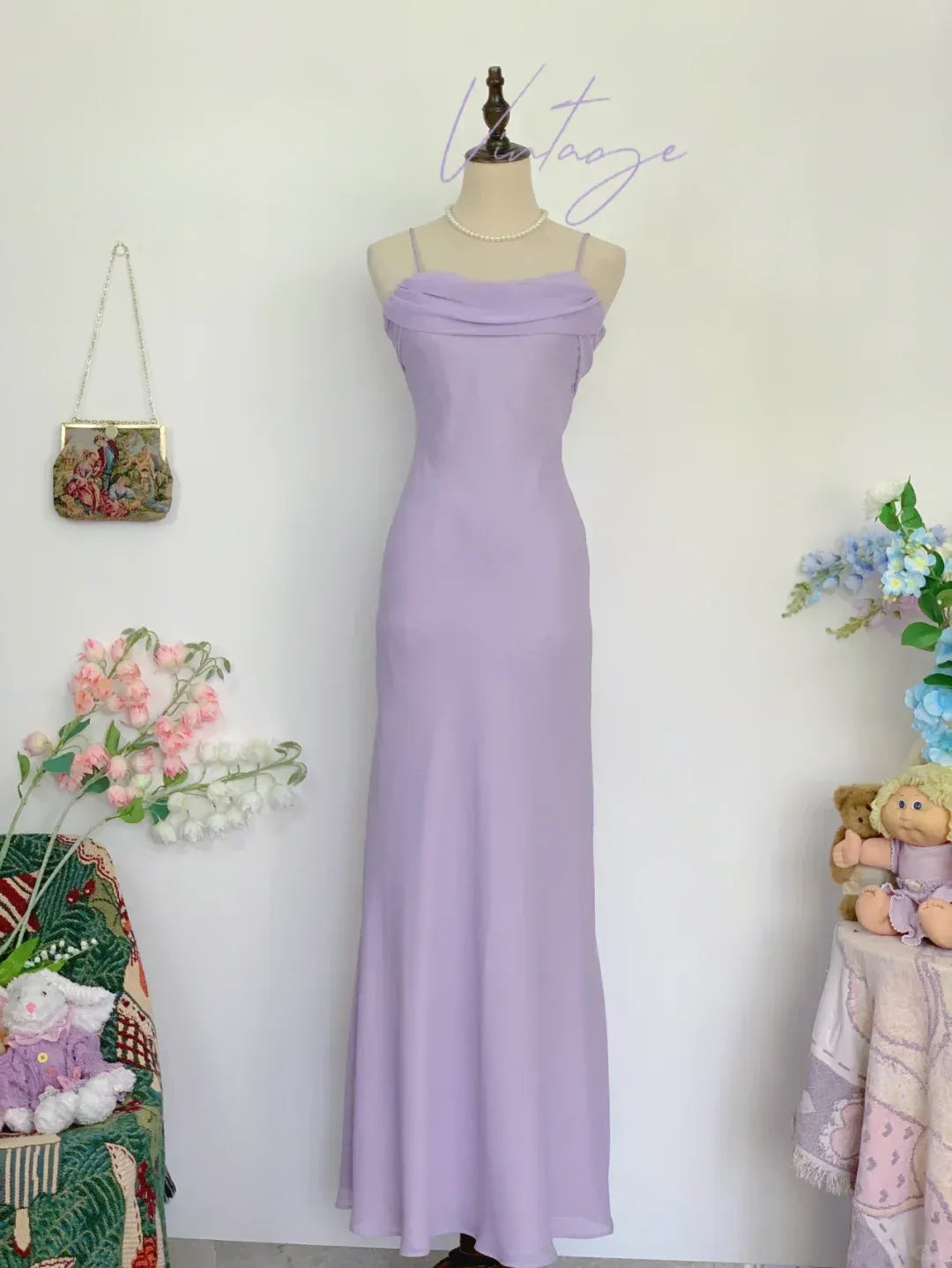 Ethereal Sheath Cowl-Neck Open-Back Mint-Green Satin Gown