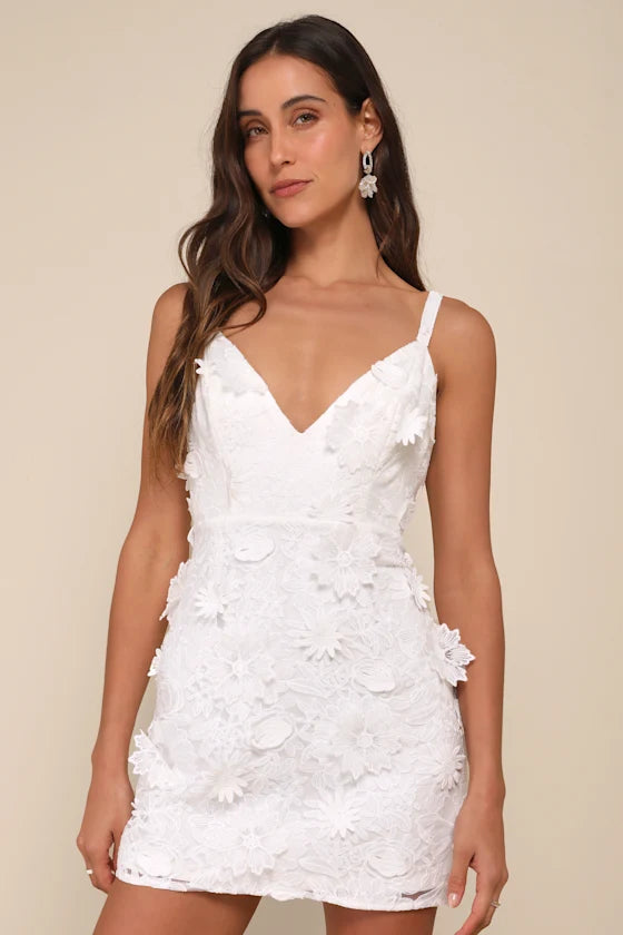 Exceedingly Lovely Applique Floral Backless Mini Dress Homecoming Dresses