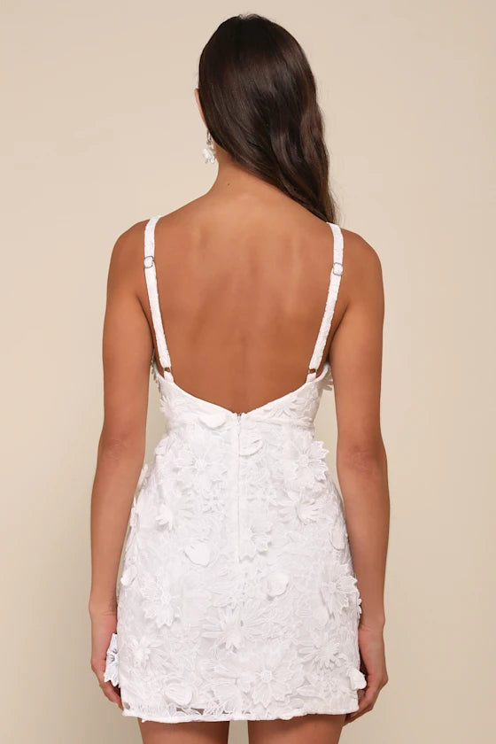 Exceedingly Lovely Applique Floral Backless Mini Dress Homecoming Dresses