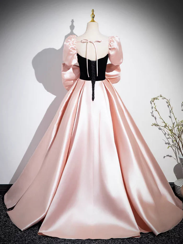 Fairytale Ball Gown Square Neck Puff Sleeve Lace - Up Back Long Length Quinceanera Dresses