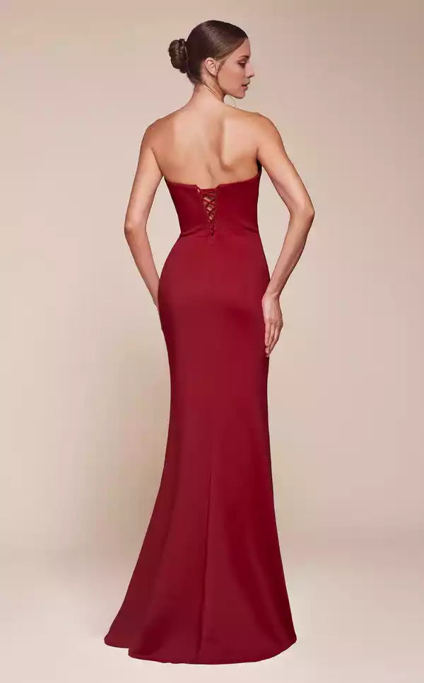 Fancy Strapless Neckline Split Fork Floor length Evening Dress