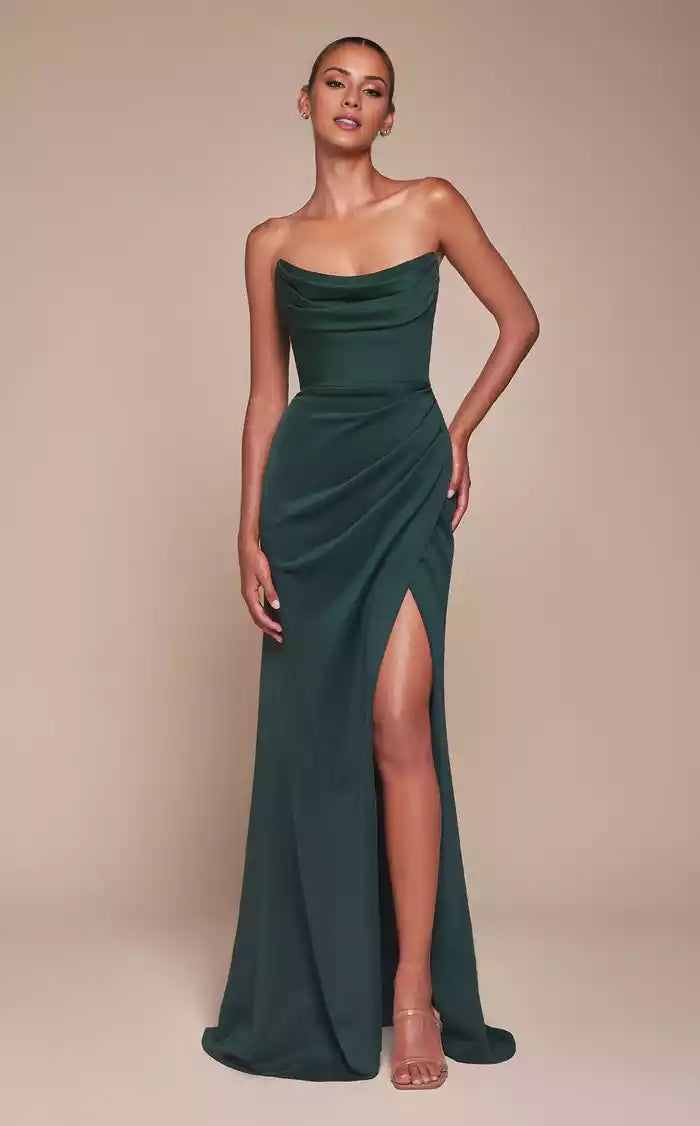 Fancy Strapless Neckline Split Fork Floor length Evening Dress