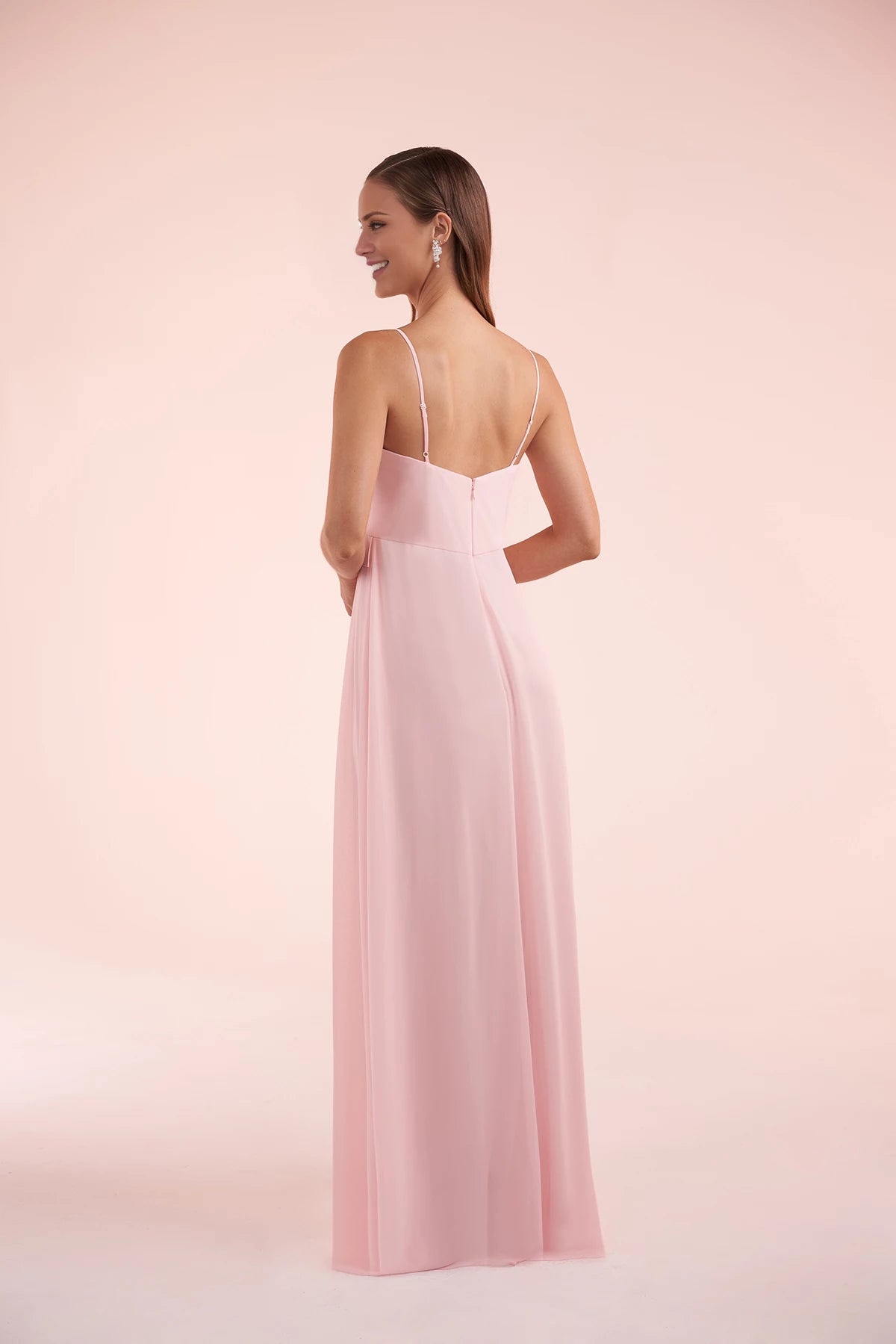 Fashion A-Line V Neck Sleeveless Back Zip Floor-Length Bridesmaid Dress