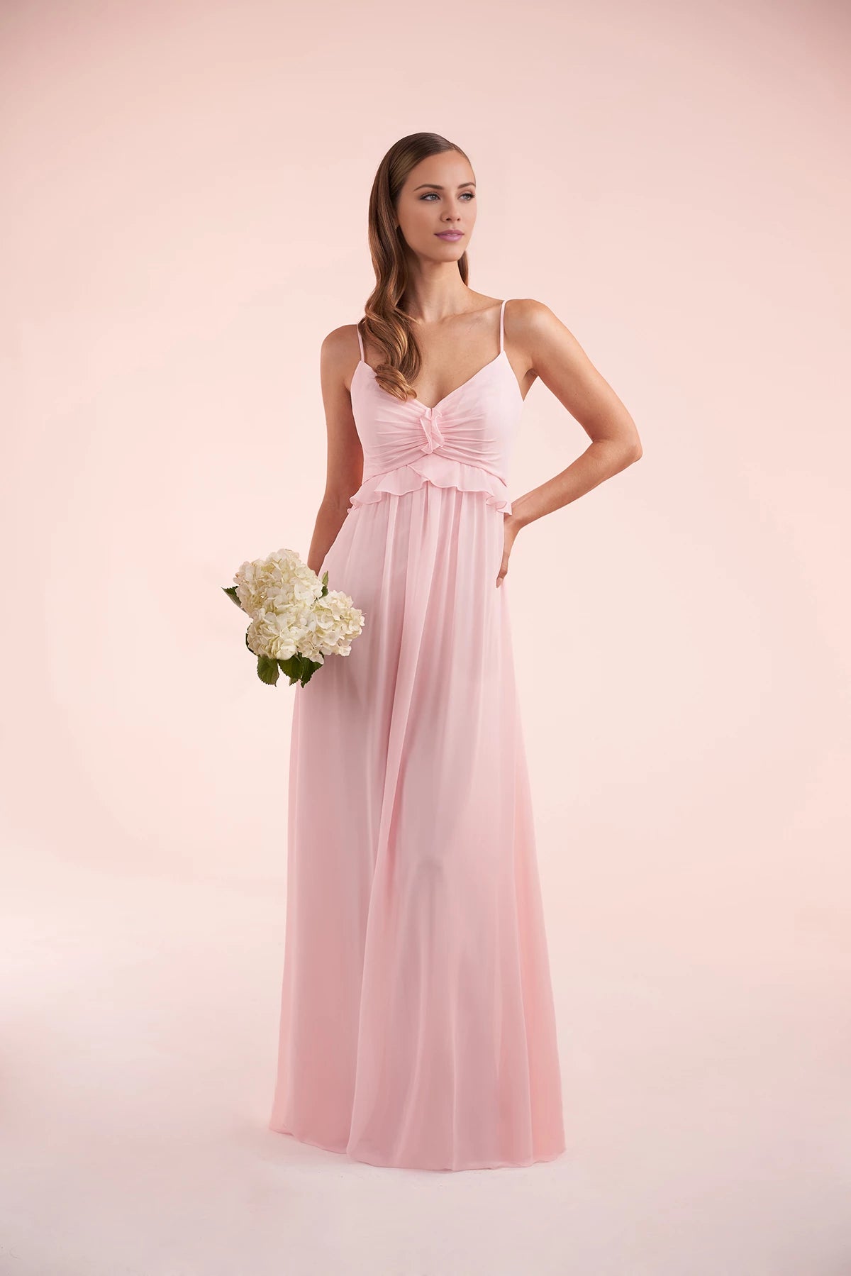 Fashion A-Line V Neck Sleeveless Back Zip Floor-Length Bridesmaid Dress