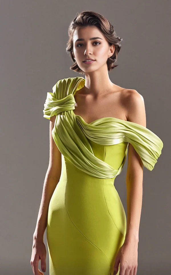 Fashion Column One Shoulder Sleeveless Back Zip Floor-Length Side Slit Evening Dress