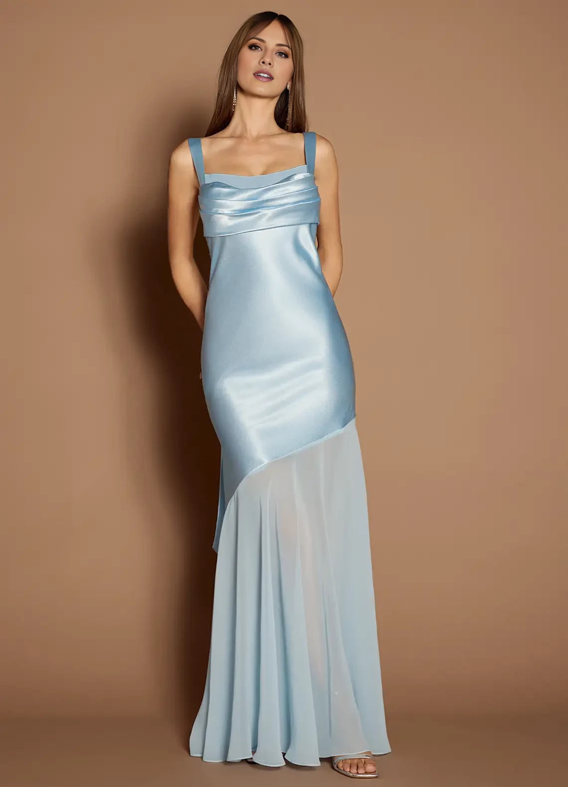 Fashion Mermaid Square Neck Sleeveless Backless Floor-Length evening dress