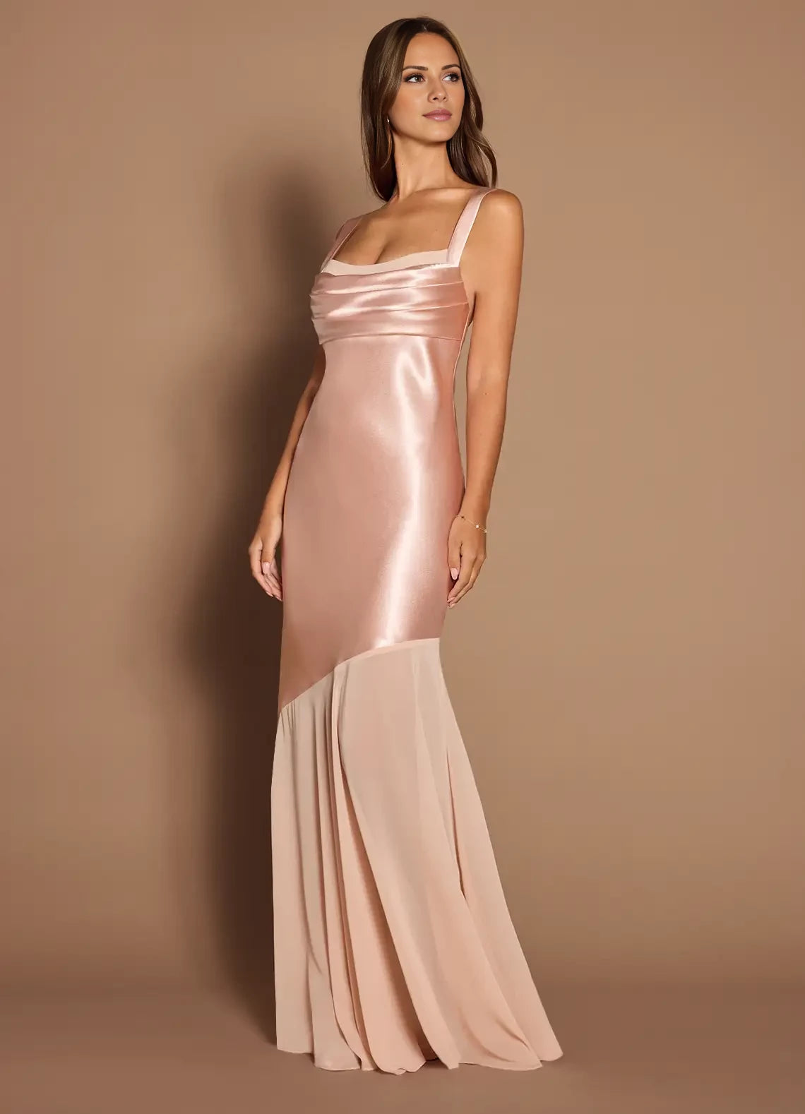 Fashion Mermaid Square Neck Sleeveless Backless Floor-Length evening dress