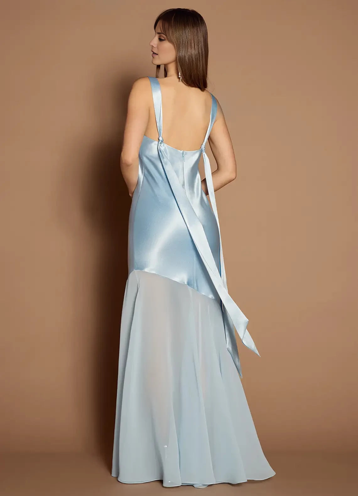 Fashion Mermaid Square Neck Sleeveless Backless Floor-Length evening dress