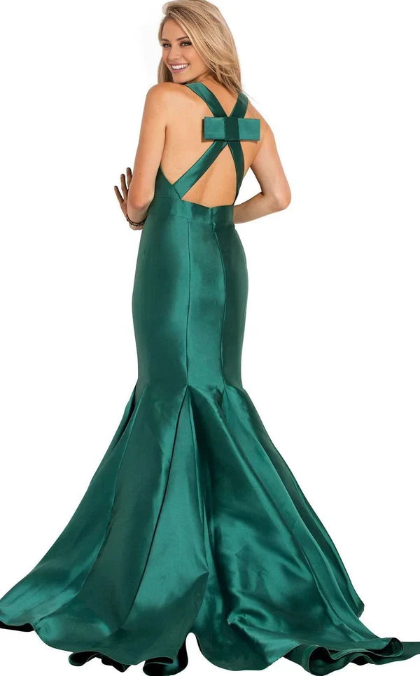 Fashion Mermaid V Neck Sleeveless Back Zip Court Train Evening Dress