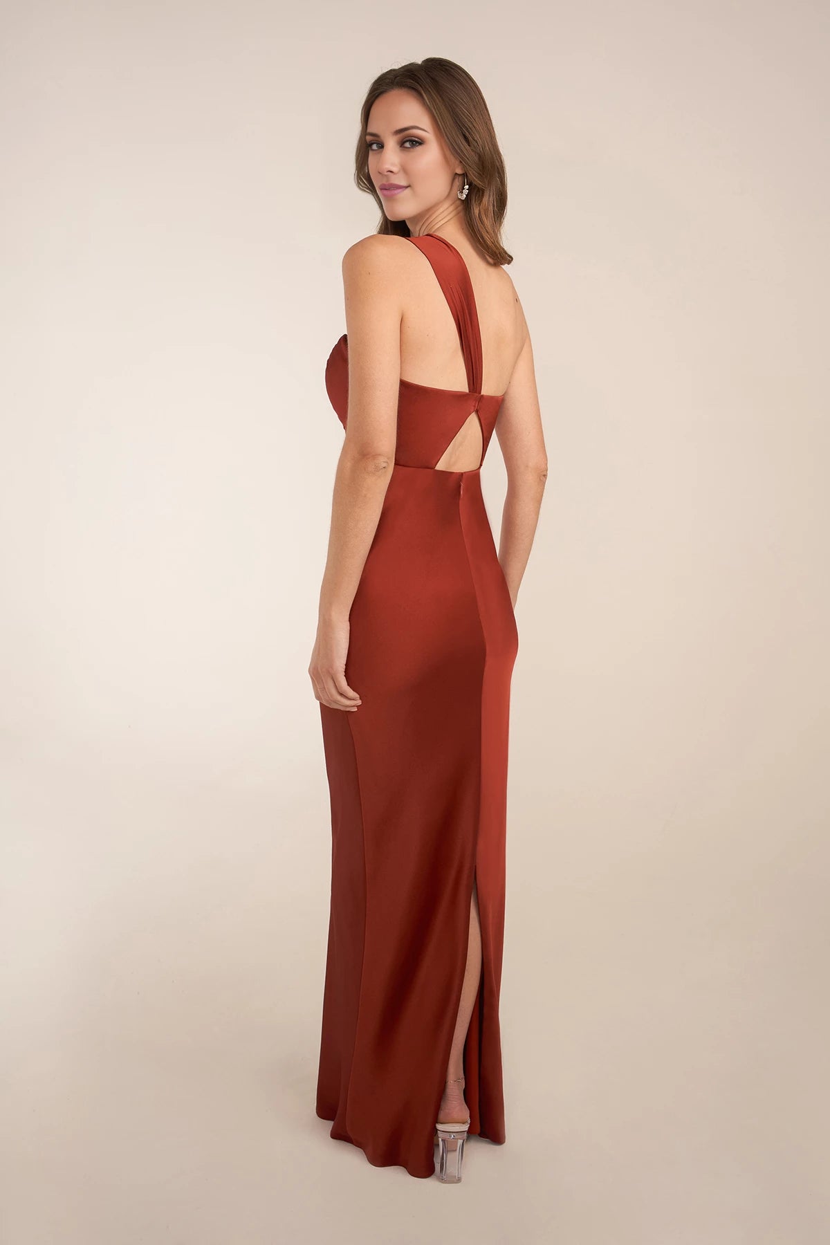 Fashion Sheath One Shoulder Sleeveless Back Zip Floor-Length Bridesmaid Dress Back Zip Floor-Length Bridesmaid Dress