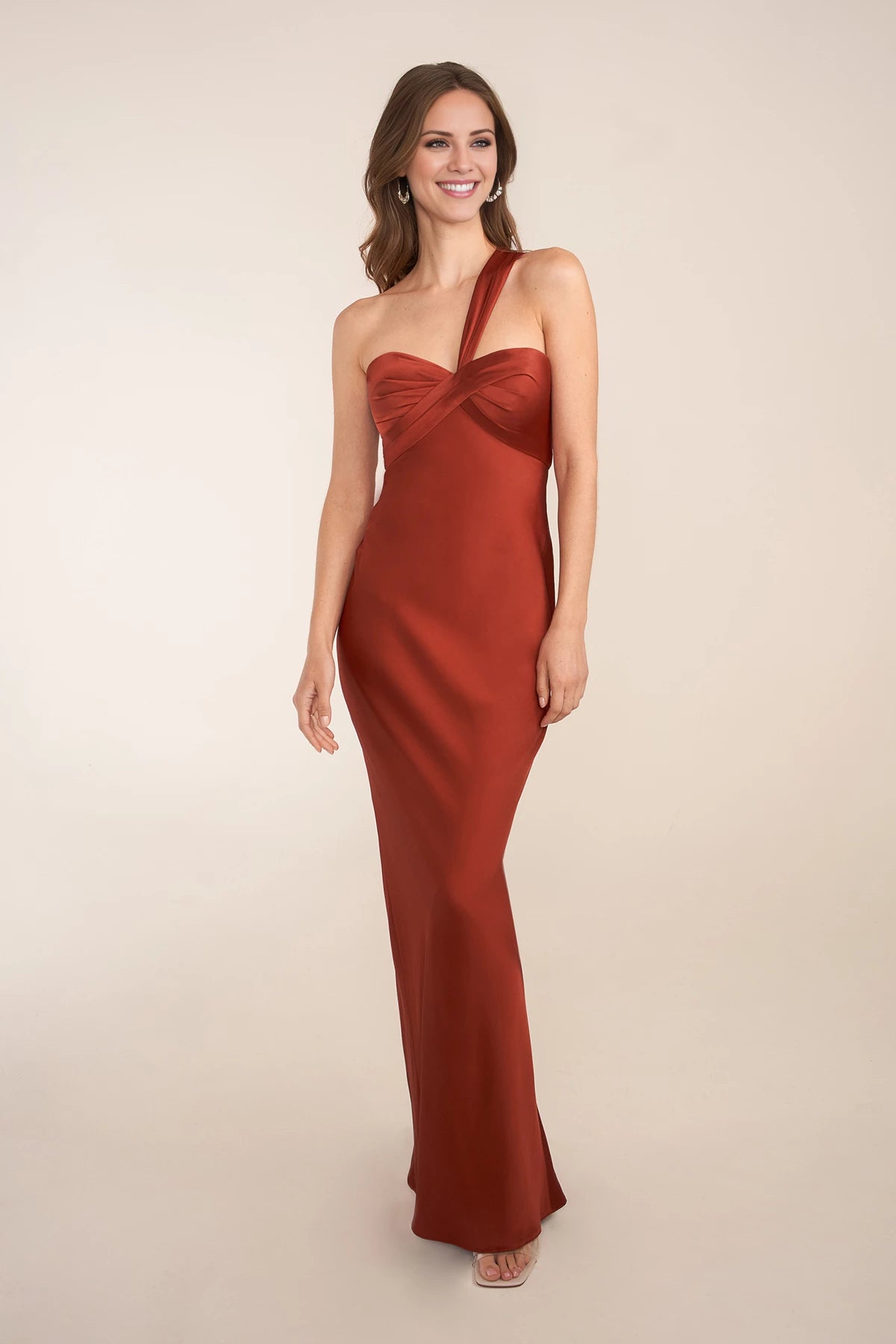 Fashion Sheath One Shoulder Sleeveless Back Zip Floor-Length Bridesmaid Dress Back Zip Floor-Length Bridesmaid Dress