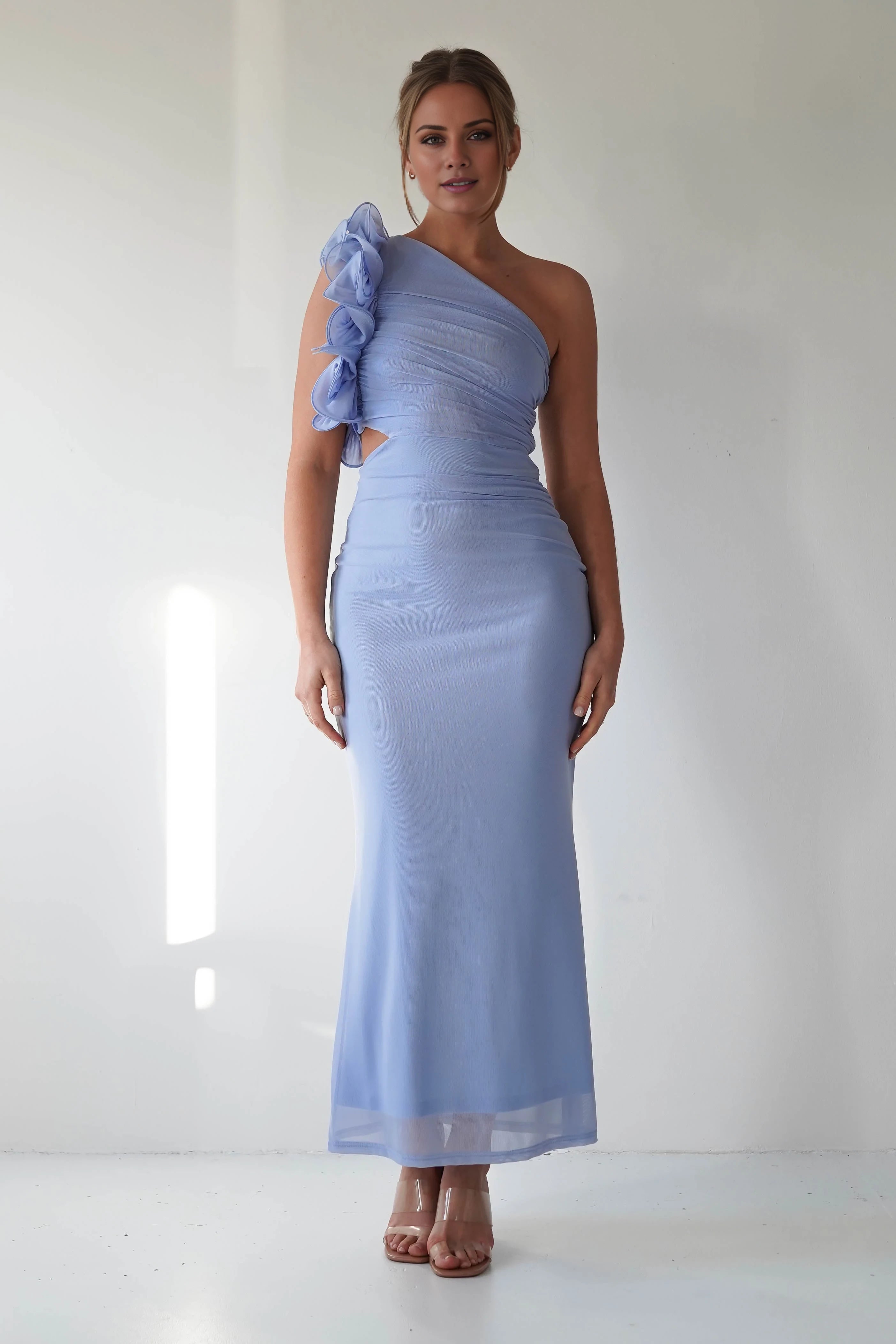Fashion Sheath One Shoulder Sleeveless Backless Ankle-Length prom dress