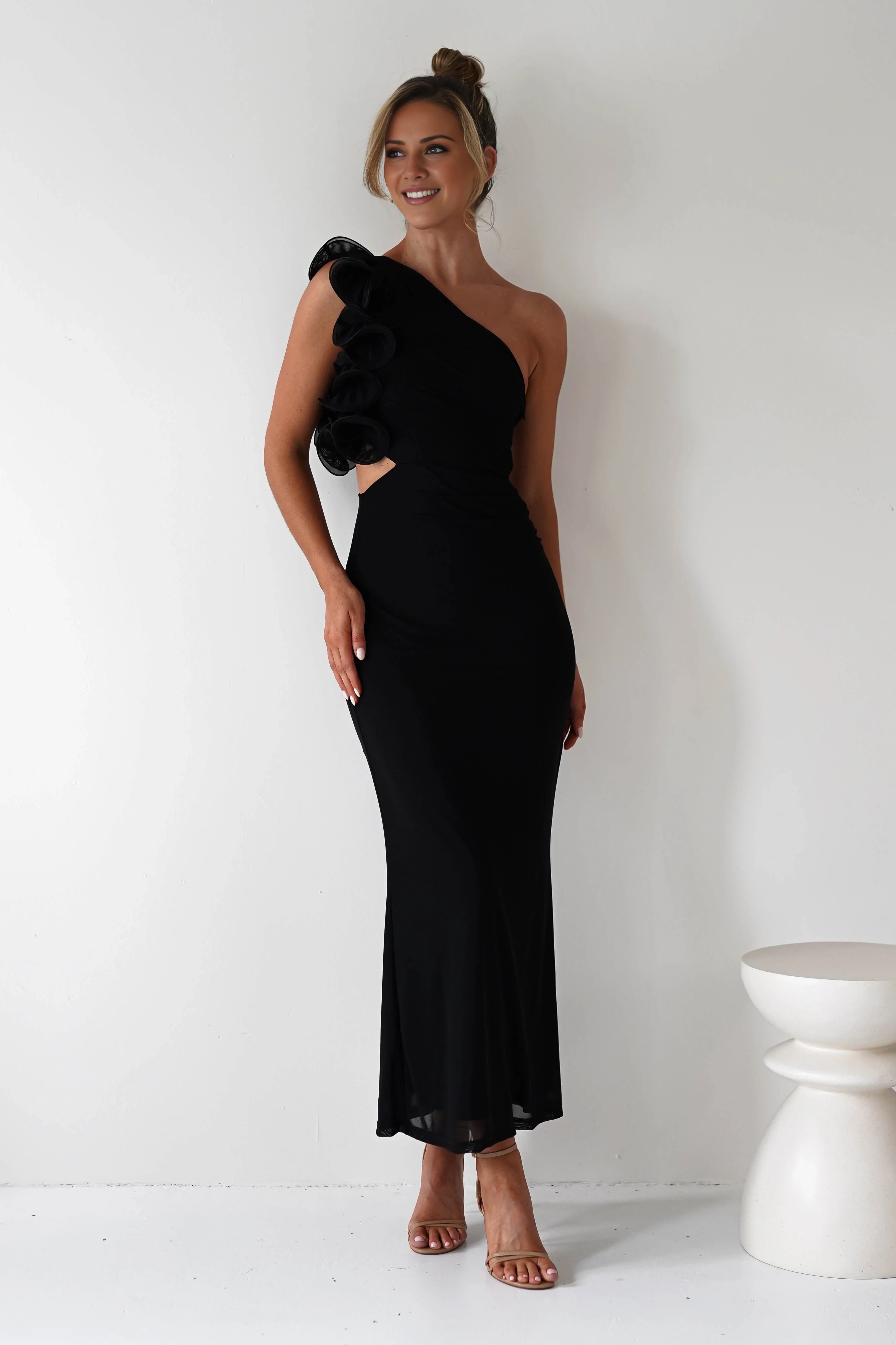 Fashion Sheath One Shoulder Sleeveless Backless Ankle-Length prom dress