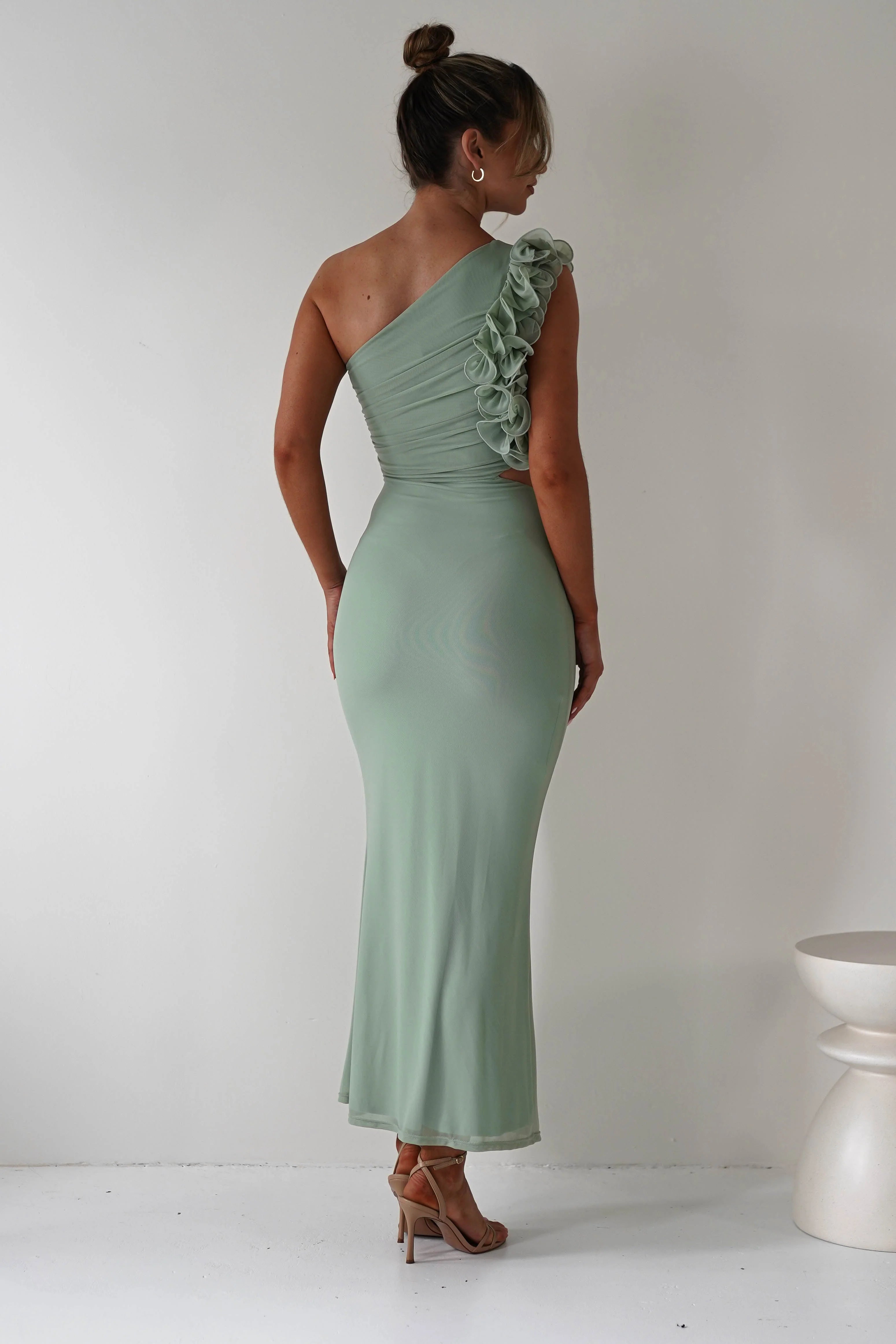 Fashion Sheath One Shoulder Sleeveless Backless Ankle-Length prom dress