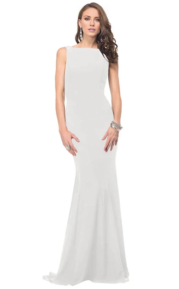 Fashion Square Neck Sleeveless Backless mermaid Brush Train Evening Dress