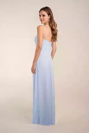 Figure Flattering Spaghetti Strap Poly Chiffon A line Dress withPeek A Boo Keyhole Front Ruched Bodice Bridesmaid Dresses